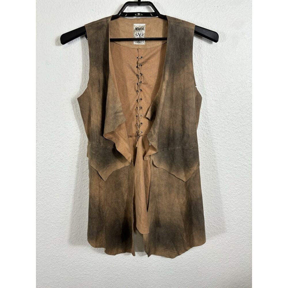 Vocal‎ Vest Women’s Size M Brown Polyester Rocker Open Front